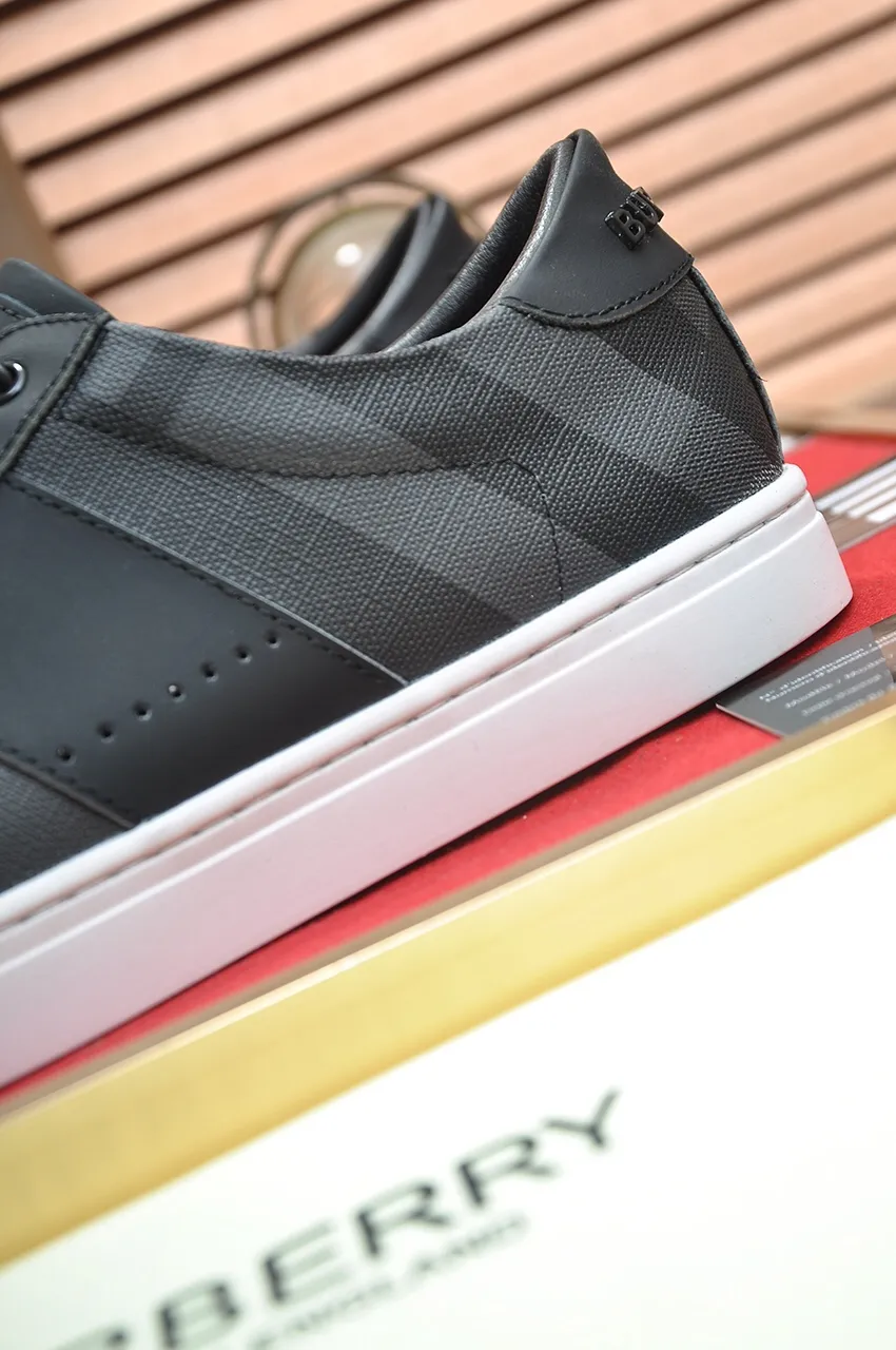 Men's shoes💰480💶[Burberry] (cowhide lining) classic low-top sneakers｜Imported cowhide with classic plaid fabric｜Cow leather lining｜Original outsole｜Fine workmanship and comfortable to wear Size: 38-44 (customized at 45)